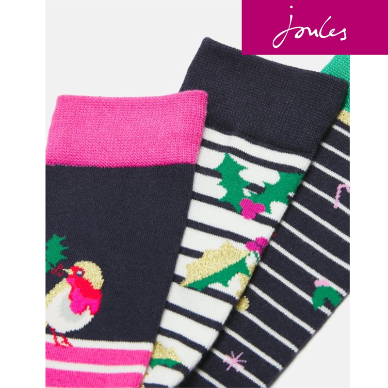 Joules Festive 3 Pk Socks - Holly Sock-2